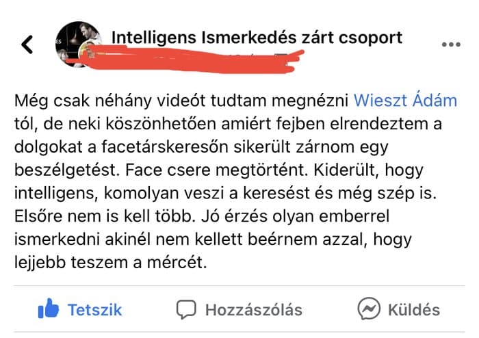 Vélemény képernyőkép — Facebook poszt